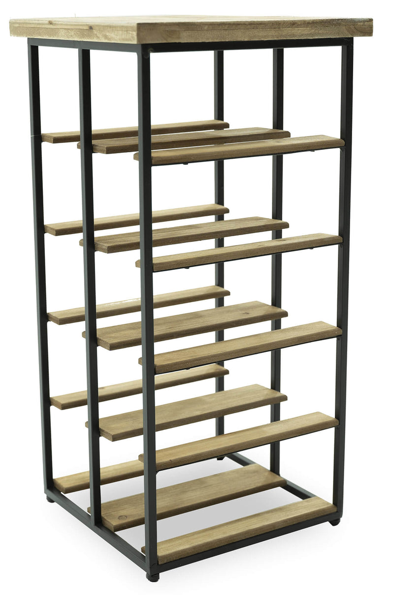 Cantinetta Portabottiglie 30x30x60 cm 10 Bottiglie in Ferro e Legno Joy Nero-1