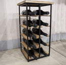 Cantinetta Portabottiglie 30x30x60 cm 10 Bottiglie in Ferro e Legno Joy Nero-3