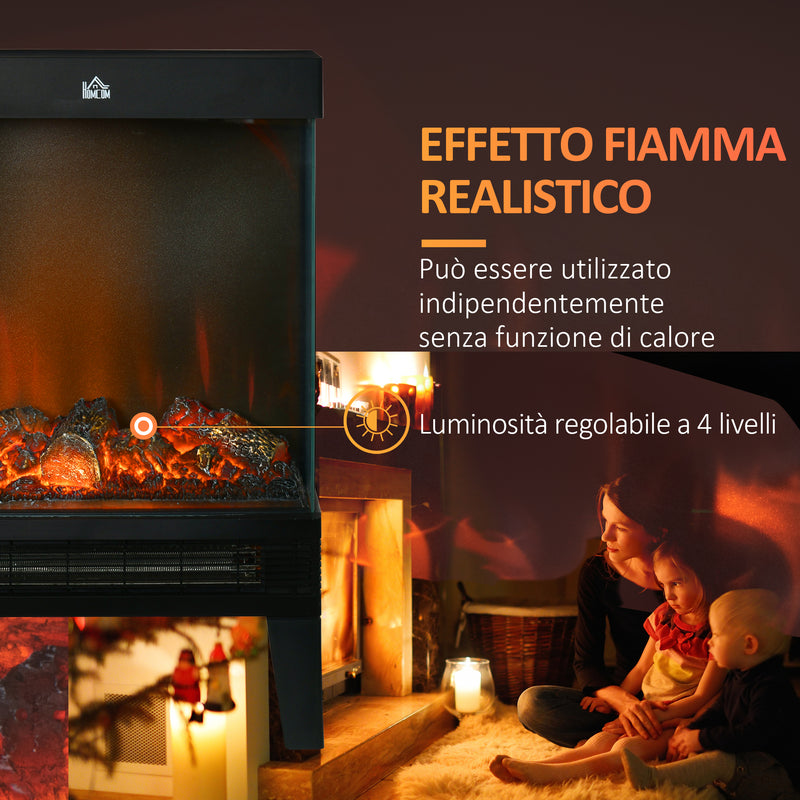 Camino Elettrico 2000W 40,5x20x62 cm con LED Effetto Fiamma Nero-4