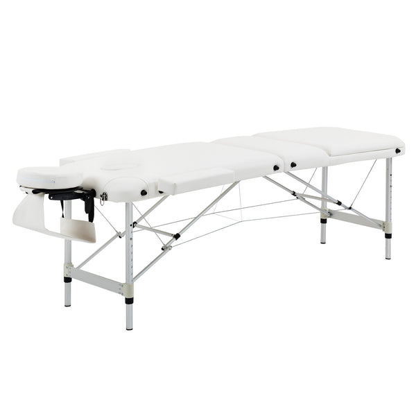 Lettino da Massaggio Fisioterapia Pieghevole 215x60x61-84 cm in Alluminio Bianco sconto