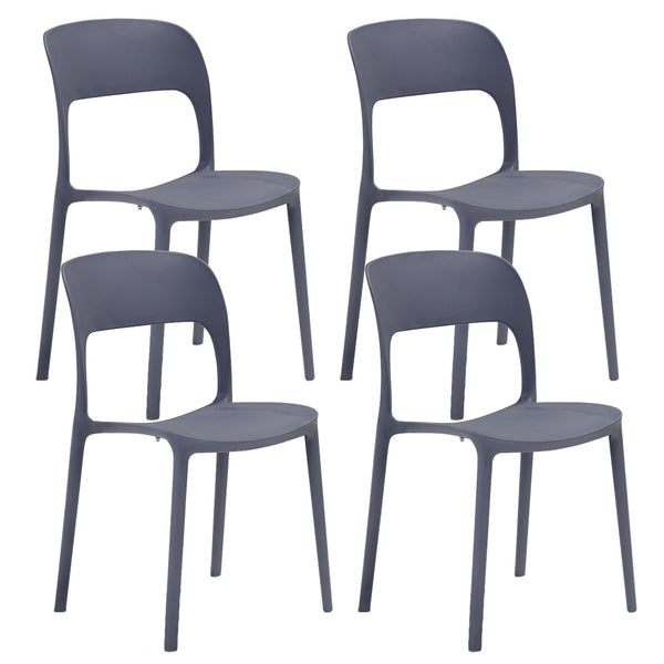 Set mit 4 stapelbaren Stühlen 85 x 45 x 56 cm aus Polypropylen und Fiberglas Kate Asphalt Grey sconto