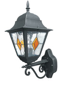 Lanterna Verso Alto Alluminio Nero Oro Diffusore Decorato E27 Intec LANT-PISA/AP1A-1