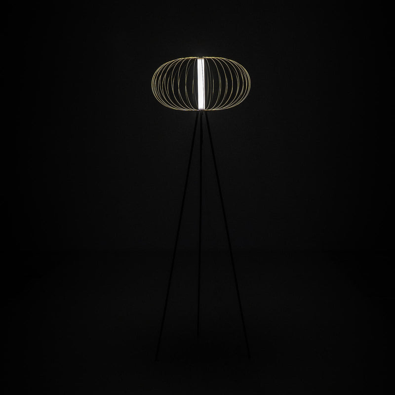 Lampada da Terra a LED 50x50xH150 cm in Acciaio e Metallo Mizar Ottone Lucido-2