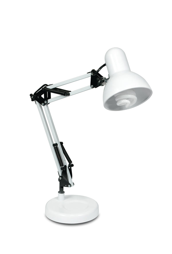 sconto Flexible Schreibtischlampe aus weißem Metall für den Innenbereich, modern, E27, Umgebung LDT033ARC