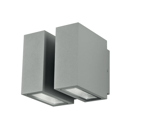 acquista Wandleuchte zweiflammig Lichtstrom nach oben und unten Aluminium Silber Led 12 Watt Warmes Licht Intec LED-BETA-AP2