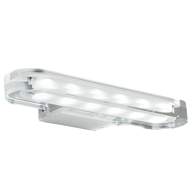 Applique Bagno Alluminio Cromo Profilo Acrilico Trasparente Led 6 watt Luce Calda Intec LED-W-PHOENIX/6W-1