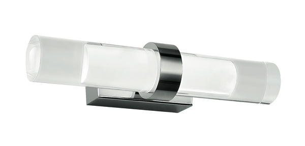 prezzo Badezimmer-Wandleuchte aus verchromtem Aluminium, 2-flammig, zylindrisch, Acryl-Diffusor, 6 Watt, warmes Licht, Intec LED-W-VEGA/6W