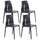 Set mit 4 stapelbaren Stühlen 85 x 50 x 51 cm aus Polypropylen und Fiberglas Lisbon Anthrazit