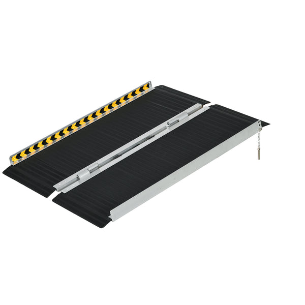 online Rampa per Sedia a Rotelle Pieghevole 91x73,6x5,1 cm con Deflettori e Adesivi in Alluminio Nero