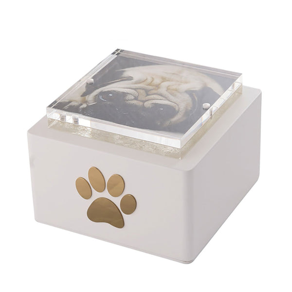 Aschenurne aus Holz mit magnetischem Bilderrahmen für Tiere 15x15x20cm GMF Orma White prezzo