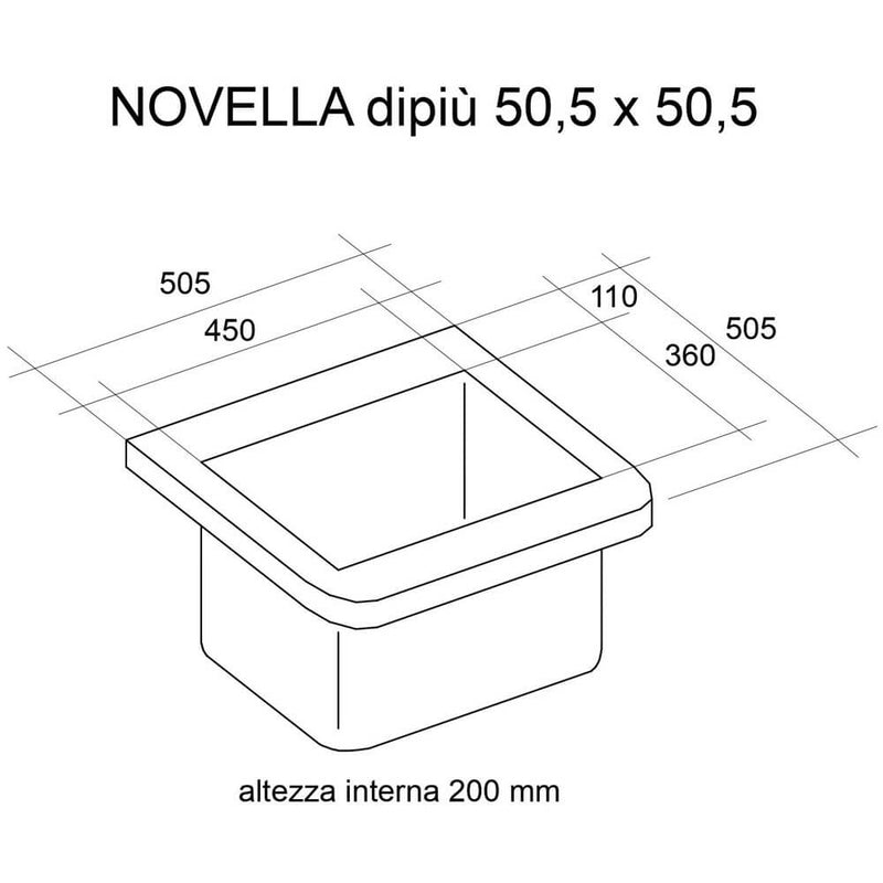 Mobile Lavatoio Sospeso 50,5x50,5x56 cm 2 Ante Montegrappa Novella Dipiù Antracite-4