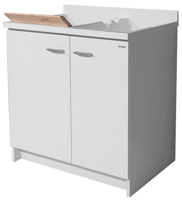 Waschbeckenschrank 80x60x85cm 2 Türen 2 Becken Holzbrett Montegrappa Marella Weiß mit Korb online