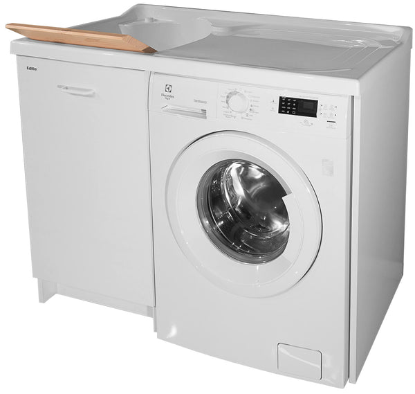 Waschbecken- und Waschmaschinenabdeckung 109 x 60 x 89 cm links Weiß Montegrappa Edilla Holzbrett mit Korb sconto