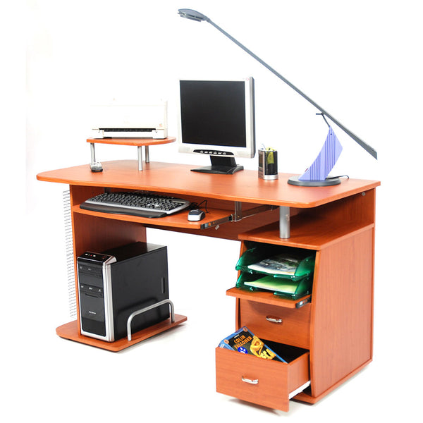 sconto PC-Schreibtisch aus Holz 140 x 60 x H 77 cm mit Kommode und Scanner-Tastaturhalter von Cherry