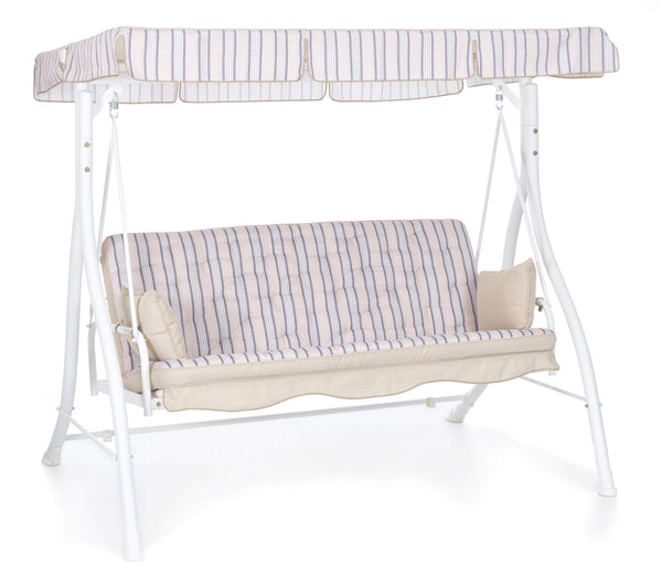 3-Sitzer Gartenschaukelstuhl 198 x 140 x 174 cm mit verstellbarer Rückenlehne für Bettfunktion Zanzibar White online