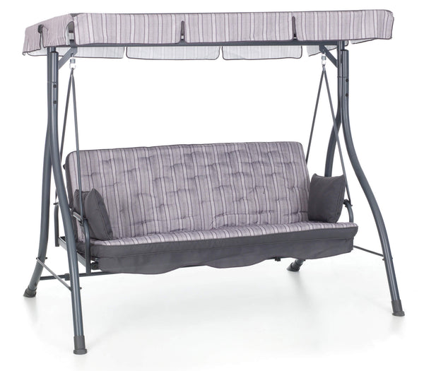 sconto 3-Sitzer Gartenschaukelstuhl 198 x 140 x 174 cm Liegende Rückenlehne für Bettfunktion Sansibar Anthrazit