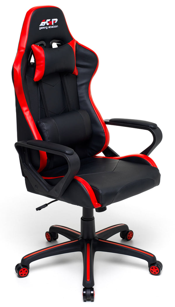 sconto Ergonomischer Gaming-Stuhl 63 x 63 x 126 cm in schwarzem und rotem Kunstleder