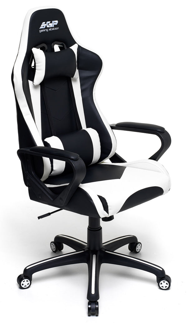 online Ergonomischer Gaming-Stuhl 63 x 63 x 126 cm aus schwarzem und weißem Kunstleder
