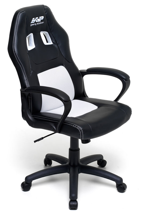 Ergonomischer Gaming-Stuhl 62 x 60 x 113 cm in schwarzem und weißem Kunstleder sconto