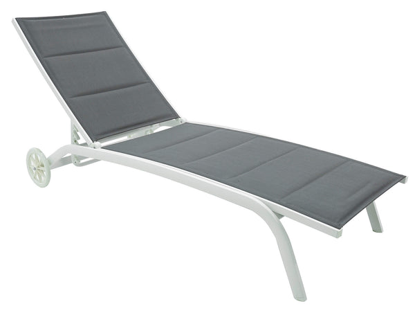 Garten-Sonnenliege 190 x 30 x 62 cm in Aluminium und Textilene Milk Grey sconto