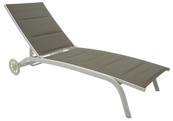 Gartenliege 190x30x62 cm in Aluminium und Textilene Milk Taupe acquista