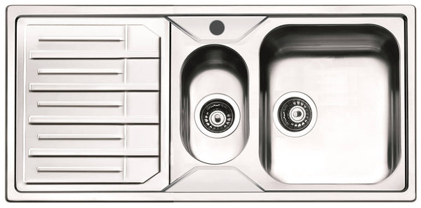 Küchenspüle 1 Schüssel und eine Hälfte 100 x 50 cm in Edelstahl Apell Melodia Abtropffläche links online