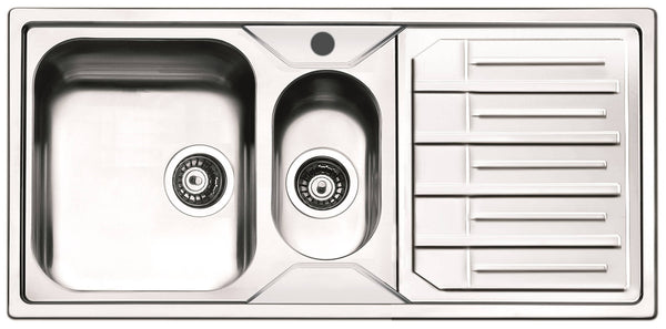 Küchenspüle 1 Schüssel und eine Hälfte 100 x 50 cm in Edelstahl Apell Melodia Abtropffläche rechts online