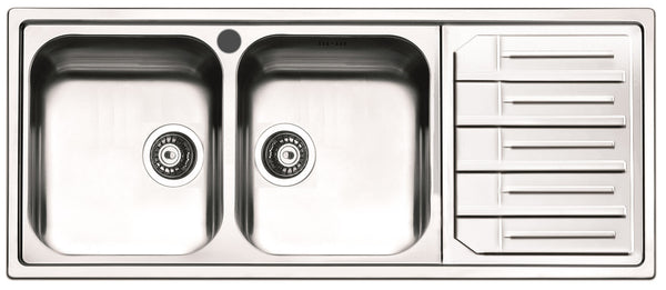 Küchenspüle 2 Becken 116x50 cm in Edelstahl Apell Melodia Abtropffläche rechts sconto