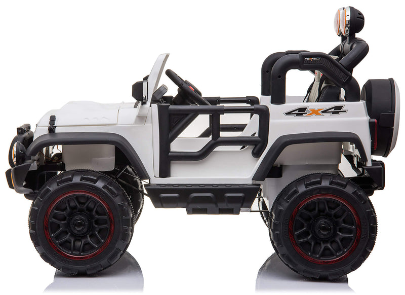 Macchina Elettrica per Bambini 2 Posti Maxi Fuoristrada 12V Happy Kids Bianca-2