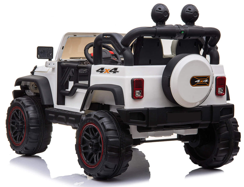 Macchina Elettrica per Bambini 2 Posti Maxi Fuoristrada 12V Happy Kids Bianca-4