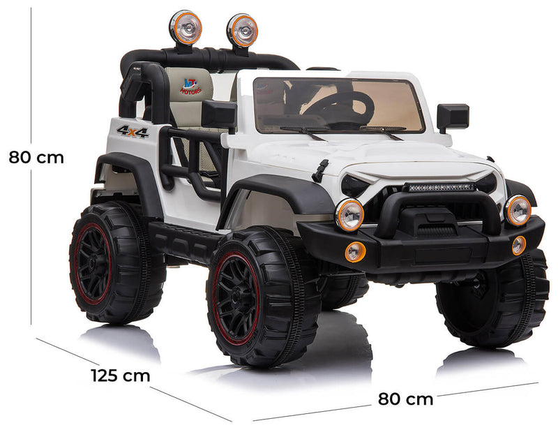 Macchina Elettrica per Bambini 2 Posti Maxi Fuoristrada 12V Happy Kids Bianca-5