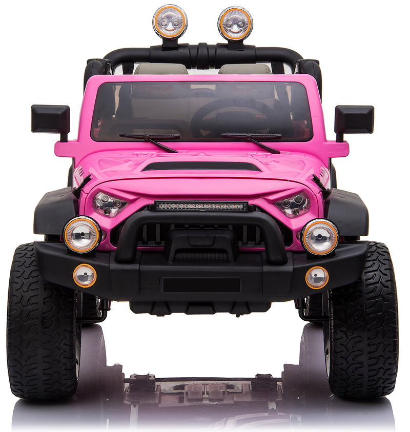 Macchina Elettrica per Bambini 2 Posti Ruote EVA Maxi Fuoristrada 12V Happy Kids Rosa-2