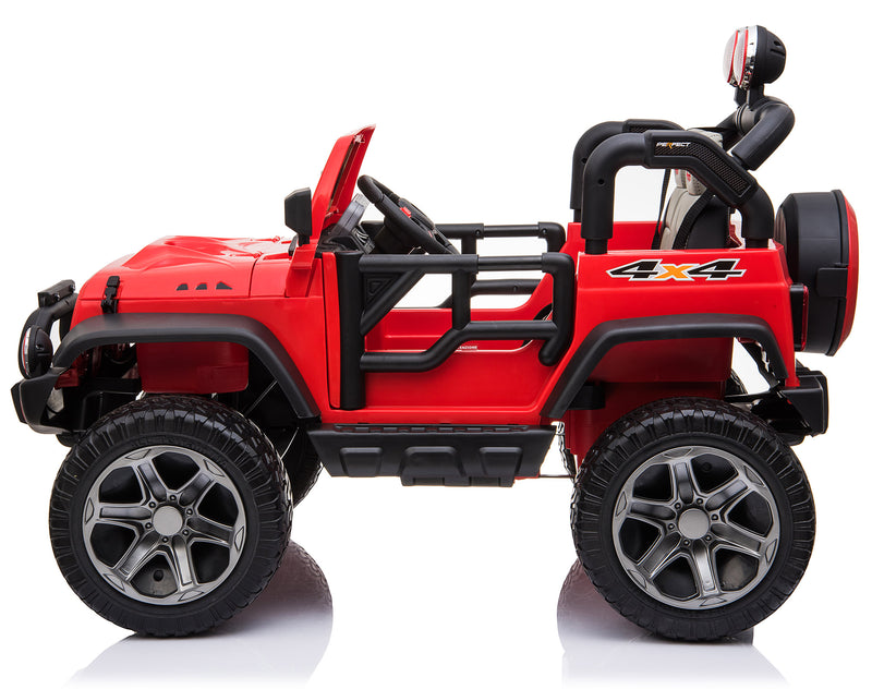 Macchina Elettrica per Bambini 2 Posti Ruote EVA Maxi Fuoristrada 12V Happy Kids Rossa-2