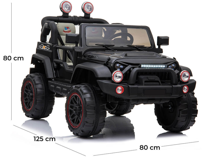 Macchina Elettrica per Bambini 2 Posti Maxi Fuoristrada 12V Happy Kids Nera-5