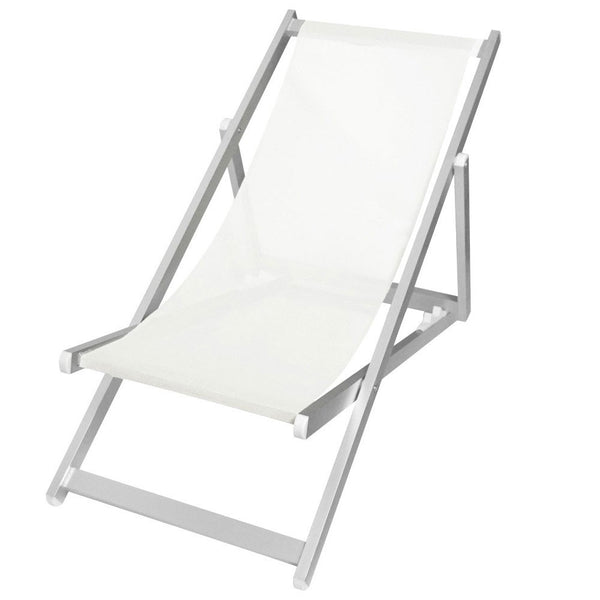 prezzo Klappbarer Liegestuhl 3 Positionen aus Aluminium und weißem Textilene