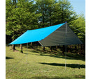 Tenda a sospensione con parasole per camping con picchetti e tiranti Azzurra-4