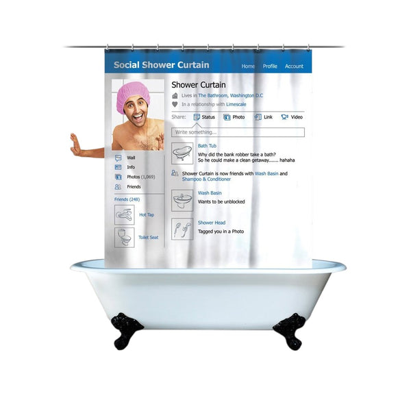 Duschvorhang 180x180 cm mit transparentem Fenster Social Network prezzo