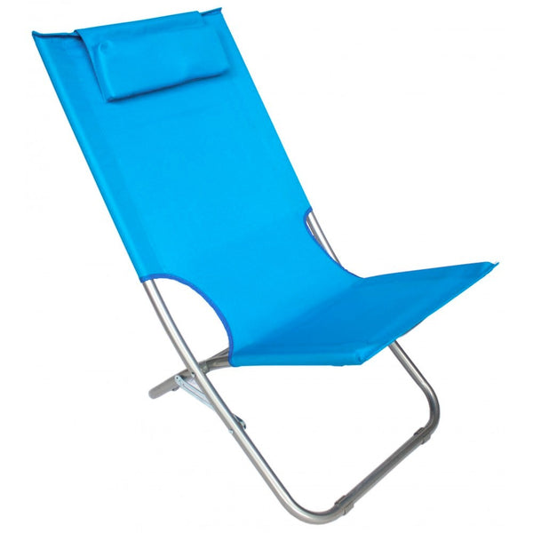online Klappbarer Strandstuhl 82x48xh52 cm aus Oxford-Stoff mit blauem Kissen