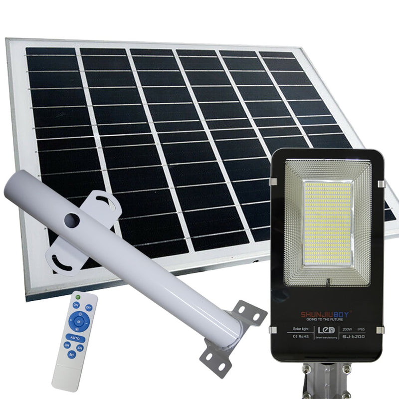 Lampione Faro LED Stradale 200W con Pannello Solare Crepuscolare Telecomando e Staffa-4