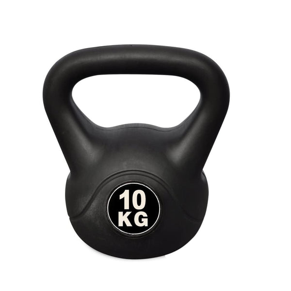 Kettlebell Fitness 10 Kg aus PVC mit sandfarbenem und schwarzem Griff sconto