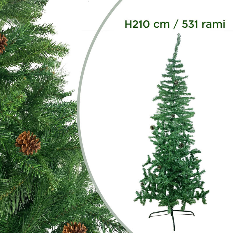 Albero di Natale Artificiale 531 Rami 210 cm Verde-2