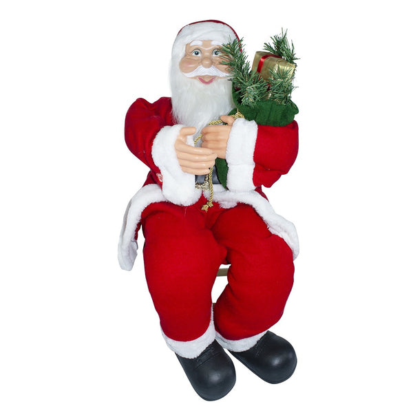 online Weihnachtsmann Marionette H90 cm sitzend mit roten Geschenken