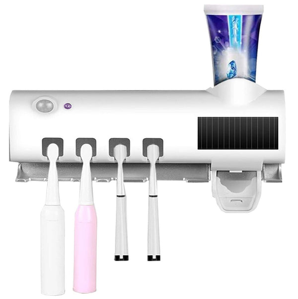 prezzo UV-Sterilisator mit 4 USB-Solarladefächern für Zahnbürsten-Zahnpastahalter Weiß