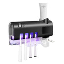 Sterilizzatore UV con 4 slot portaspazzolini dentifricio a ricarica solare USB Nero-1