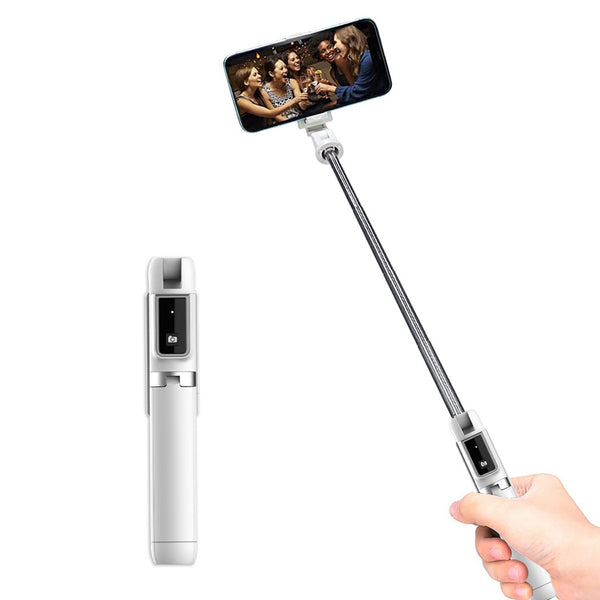 Erweiterbarer Selfie-Stick mit weißer integrierter Fernbedienung acquista