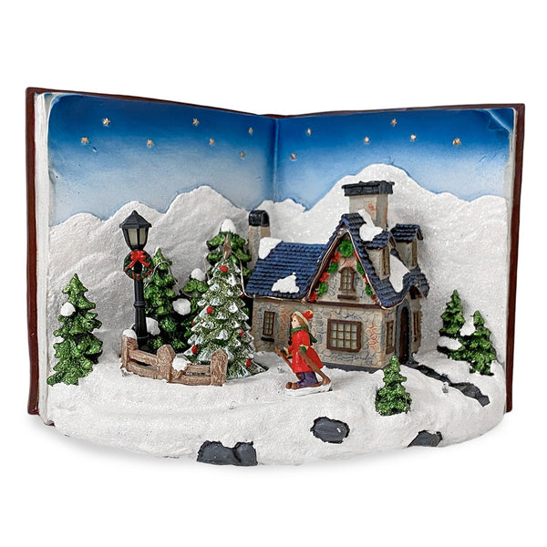 Weihnachtsdorf 33x19x22 cm Blaues Buch mit Lichtern, Geräuschen und Bewegung online