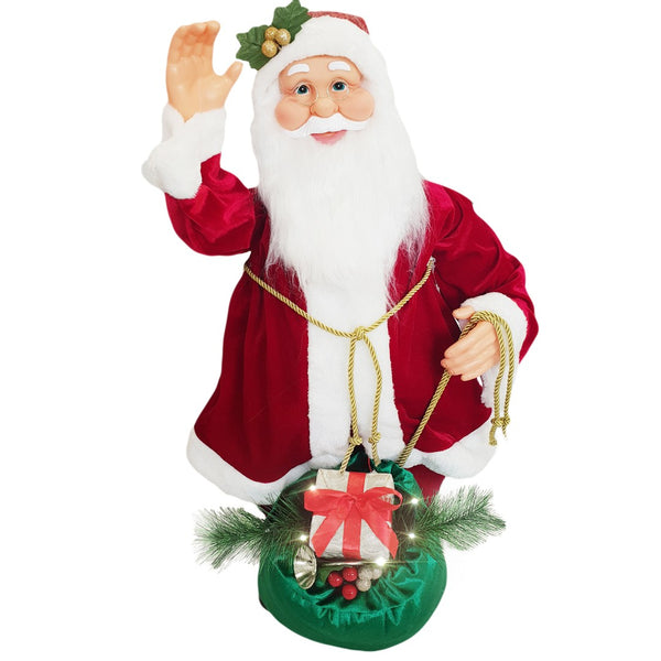 online Weihnachtsmannpuppe H80 cm mit Lichtern und roter Bewegung