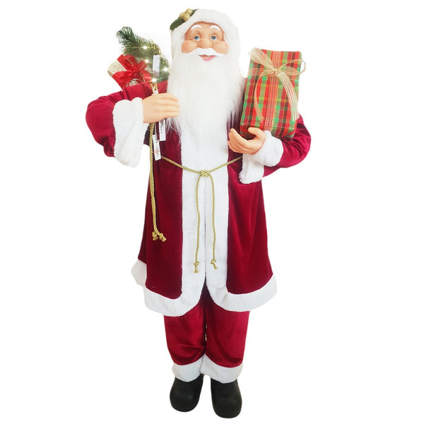 Weihnachtsmannpuppe H120 cm mit Lichtern und Geräuschen Rot prezzo