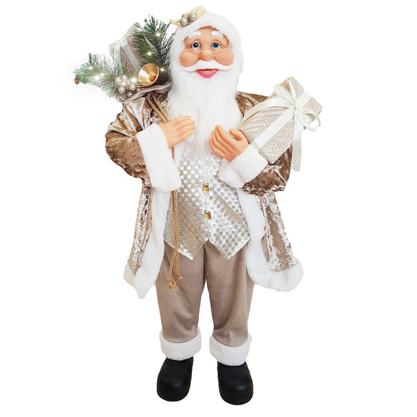Weihnachtsmann-Marionette H90 cm mit Champagner-Lichtern und Geräuschen prezzo
