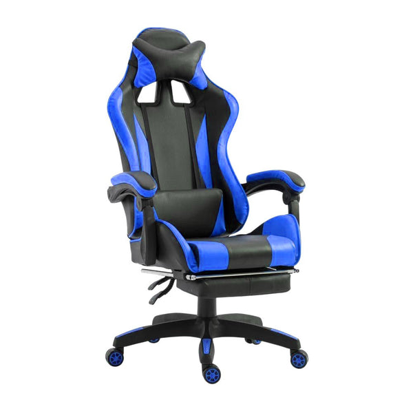 Ergonomischer Gaming-Stuhl 66 x 60 x 134 cm mit blauer Kunstleder-Fußstütze prezzo
